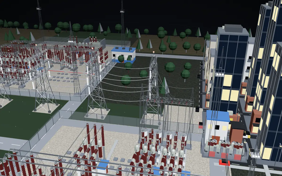 3D city blocks fed by a 132/11 kV substation