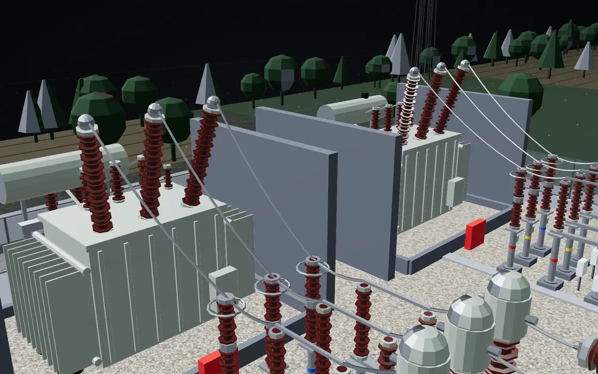3D power transformer in a substation